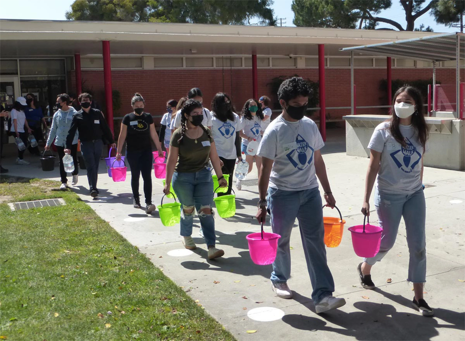 Students participating in the annual Water Walk.