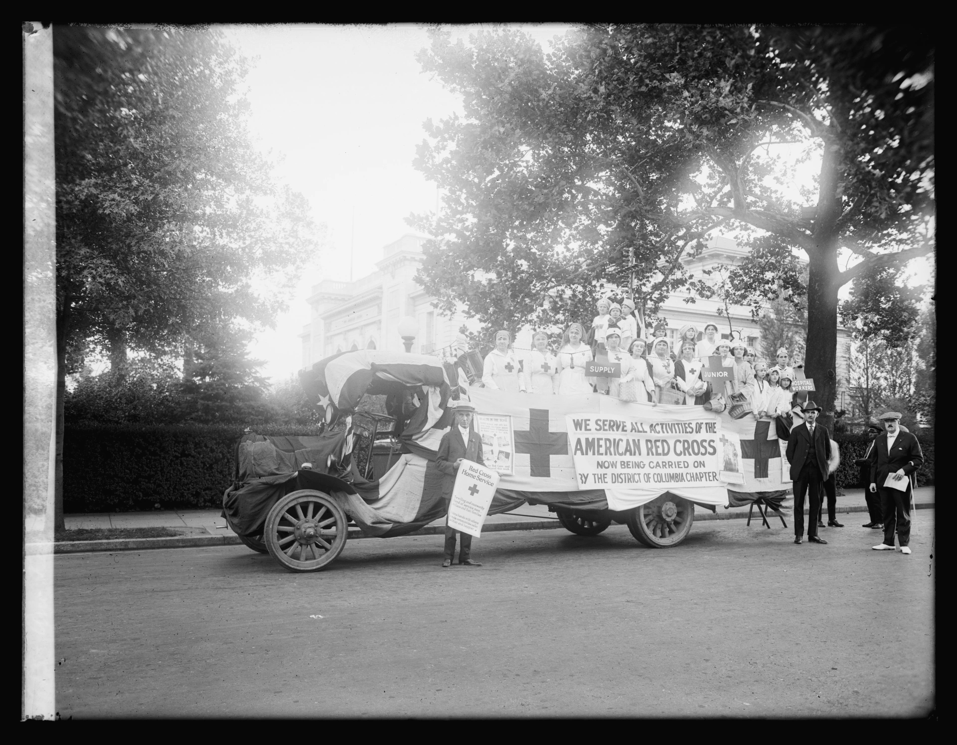 WWI era parade float organized by the District of Columbia chapter of the American Red Cross